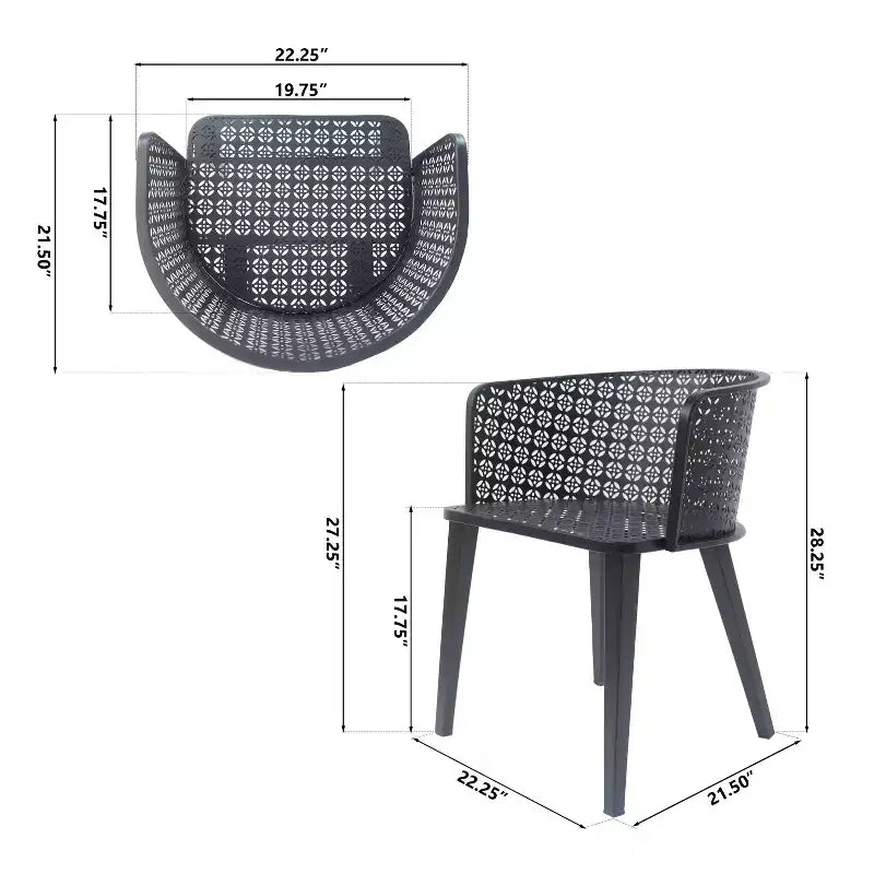 Christopher Knight Home Ahern Chaises de salle à manger modernes en fer pour extérieur (Lot de 2)