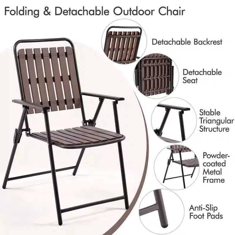 Yaheetech Lot de 2 Chaises Pliantes de Salle à Manger avec Cadre en Métal pour Jardin, Terrasse, Balcon