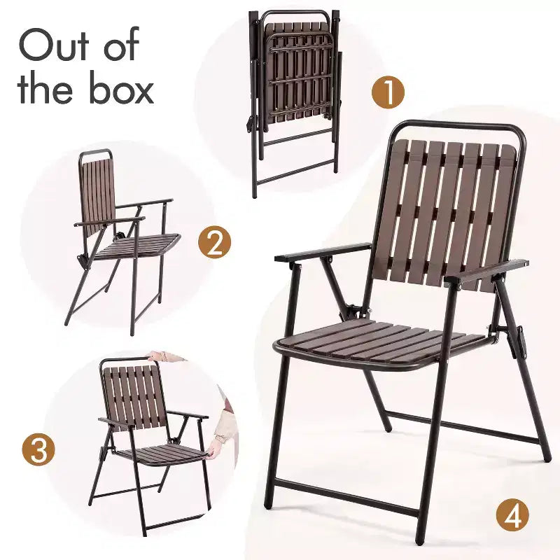 Yaheetech Lot de 2 Chaises Pliantes de Salle à Manger avec Cadre en Métal pour Jardin, Terrasse, Balcon