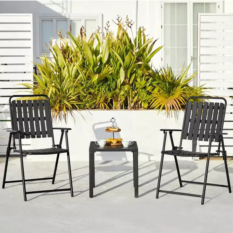 Yaheetech Lot de 2 Chaises Pliantes de Salle à Manger avec Cadre en Métal pour Jardin, Terrasse, Balcon