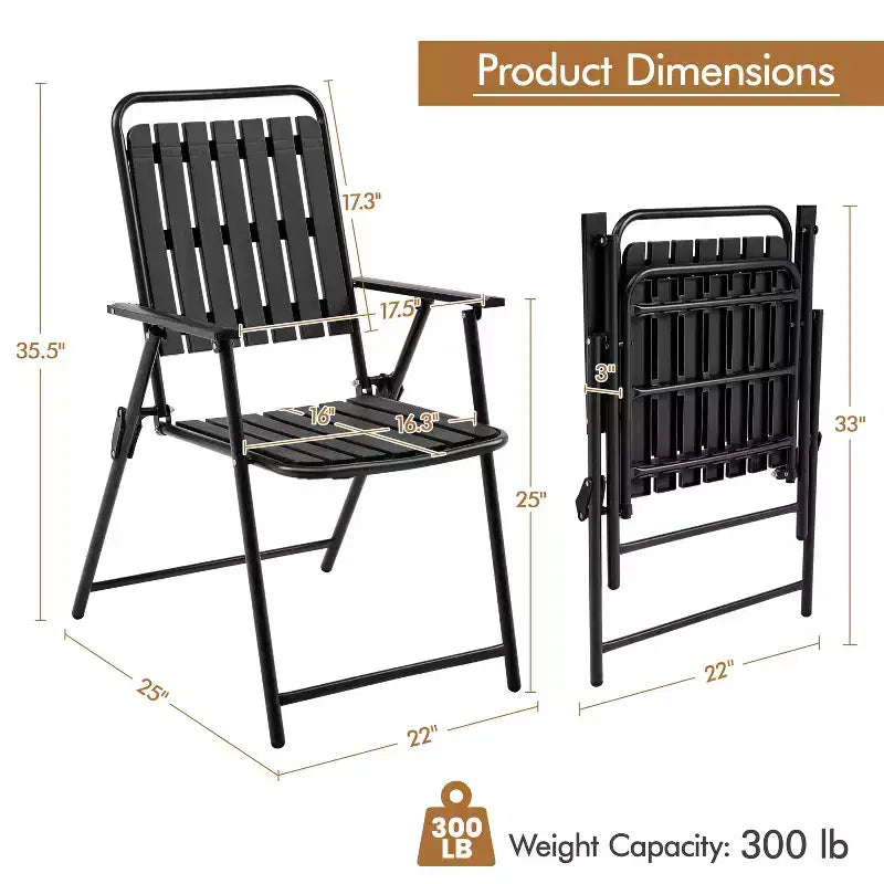Yaheetech Lot de 2 Chaises Pliantes de Salle à Manger avec Cadre en Métal pour Jardin, Terrasse, Balcon
