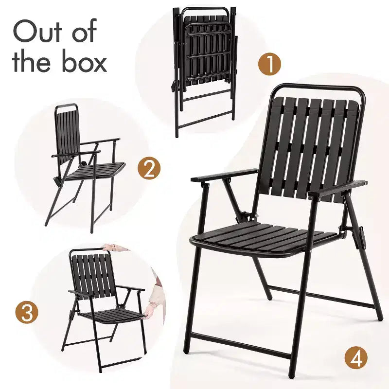 Yaheetech Lot de 2 Chaises Pliantes de Salle à Manger avec Cadre en Métal pour Jardin, Terrasse, Balcon