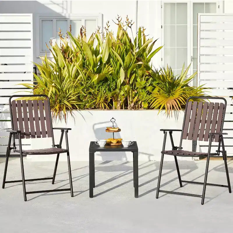 Yaheetech Lot de 2 Chaises Pliantes de Salle à Manger avec Cadre en Métal pour Jardin, Terrasse, Balcon