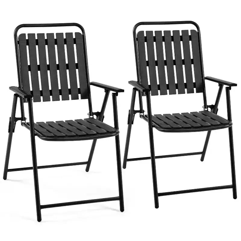 Yaheetech Set of 2 Foldable Dining Chairs with Metal Frame for Garden, Patio, Balcony