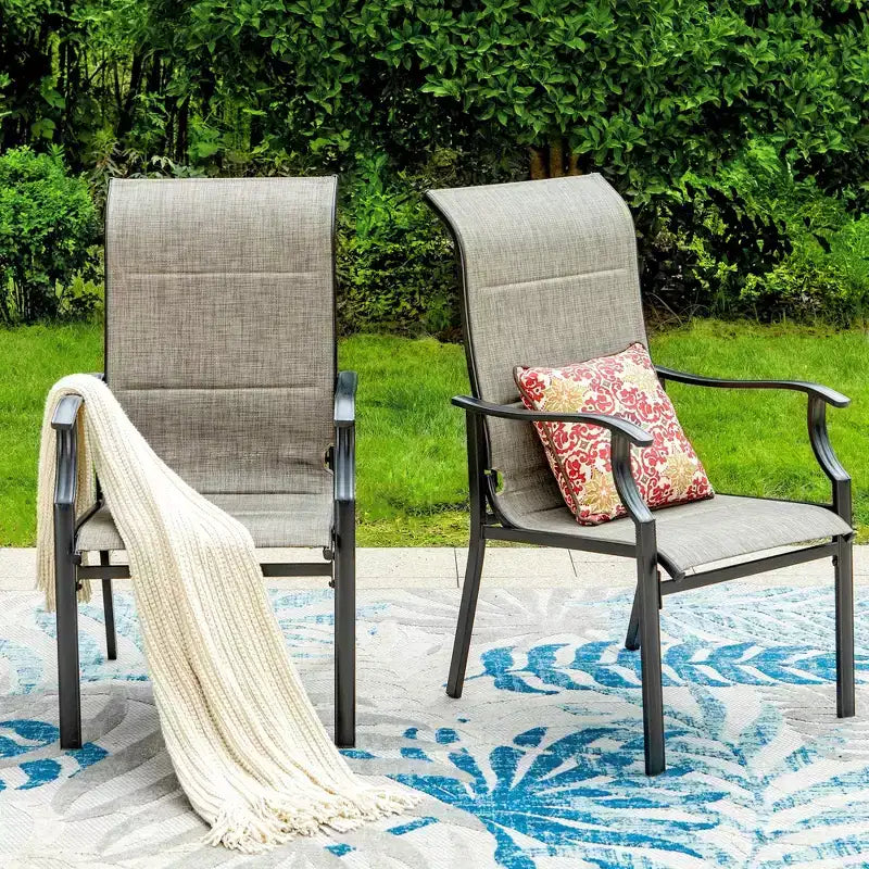 Captiva Designs Outdoor Patio Dining Padded Sling Chairs with Steel Frame and High Back