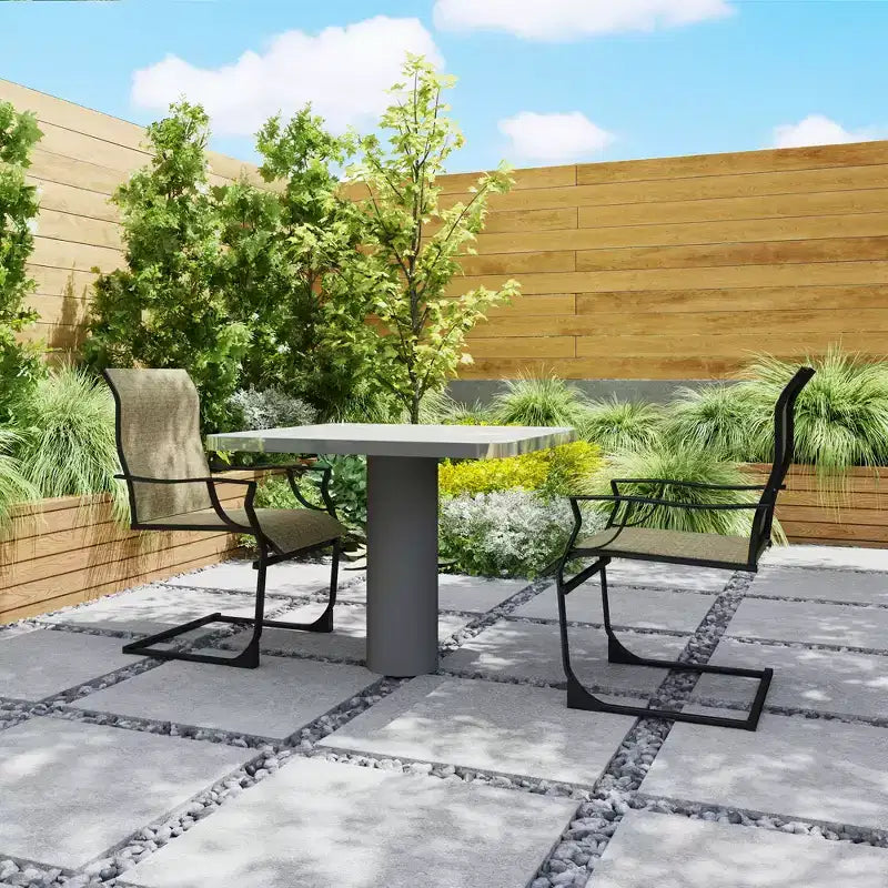 Chaises de salle à manger d'extérieur Outsunny, lot de 2 chaises de salle à manger de jardin à ressort en C, avec dossier haut, tissu respirant et cadre en métal, pour jardin, terrasse