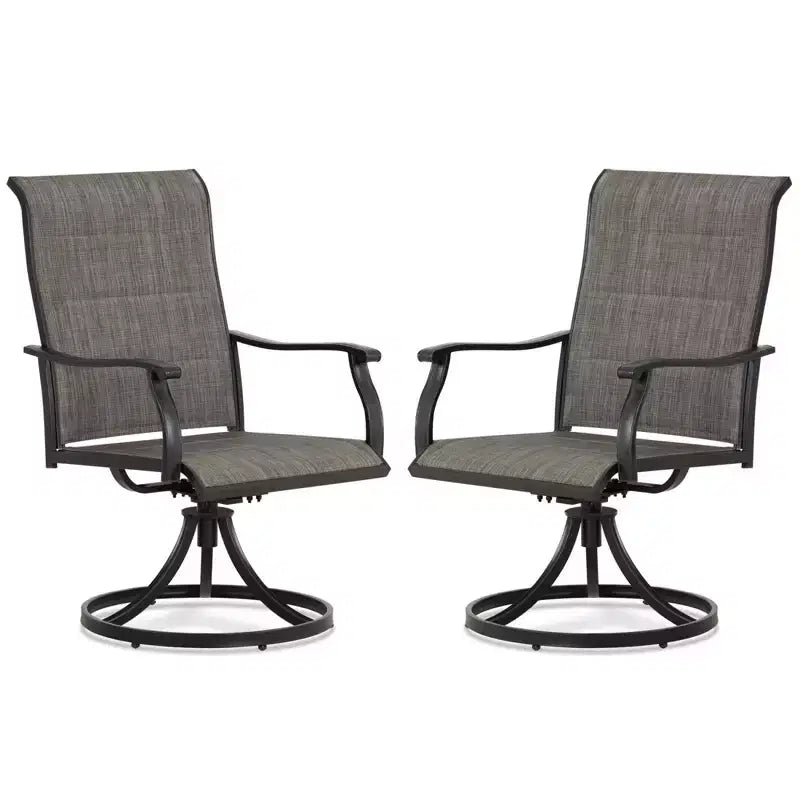 Aoodor Outdoor 360-degree Swivel Dining Chairs Set of 2, Ergonomic Designed, Breathable, Durable High Back Textilene Chair