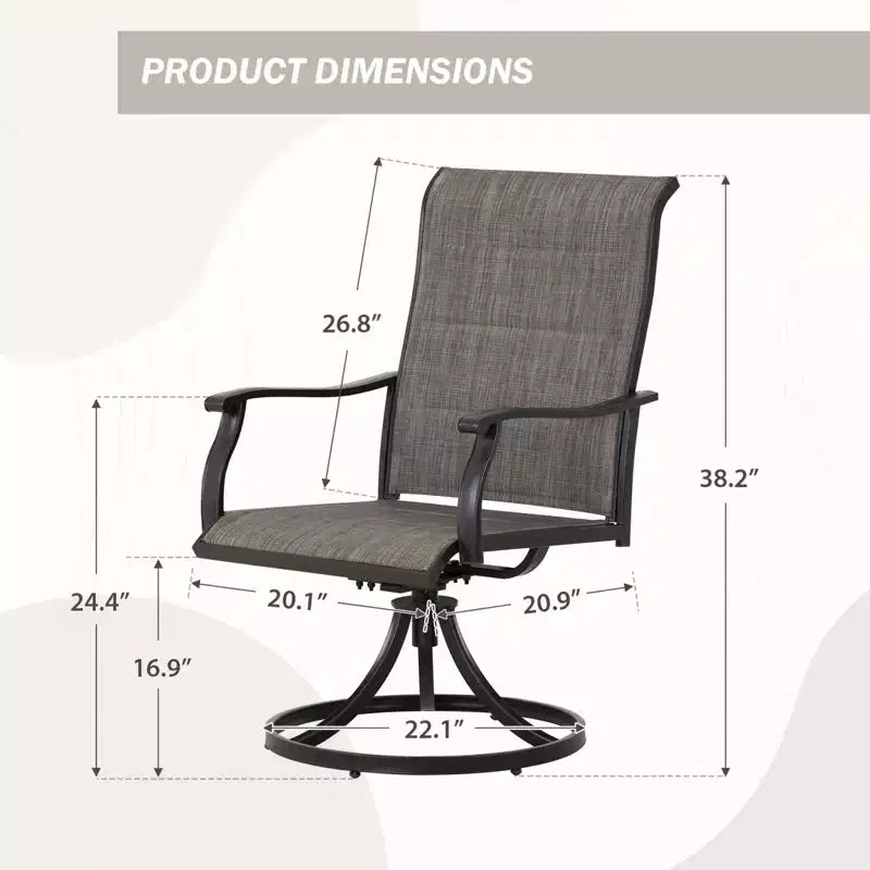 Aoodor Chaises de salle à manger d'extérieur pivotantes à 360 degrés (lot de 2), design ergonomique, respirantes, dossiers hauts en textilène durables