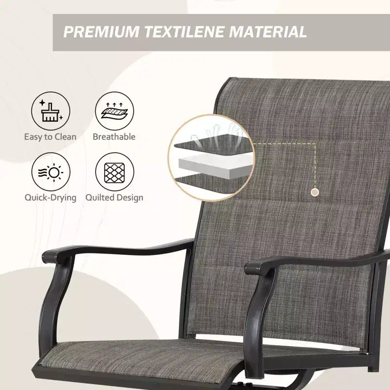 Aoodor Chaises de salle à manger d'extérieur pivotantes à 360 degrés (lot de 2), design ergonomique, respirantes, dossiers hauts en textilène durables