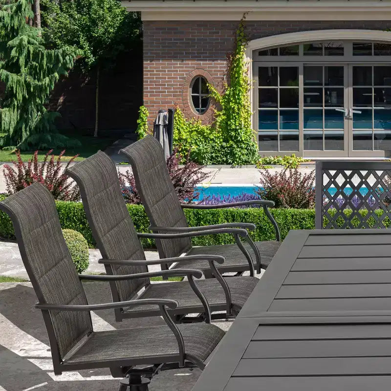 Aoodor Chaises de salle à manger d'extérieur pivotantes à 360 degrés (lot de 2), design ergonomique, respirantes, dossiers hauts en textilène durables