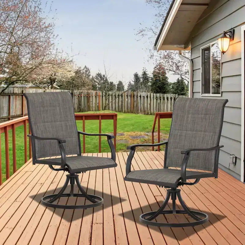Aoodor Chaises de salle à manger d'extérieur pivotantes à 360 degrés (lot de 2), design ergonomique, respirantes, dossiers hauts en textilène durables