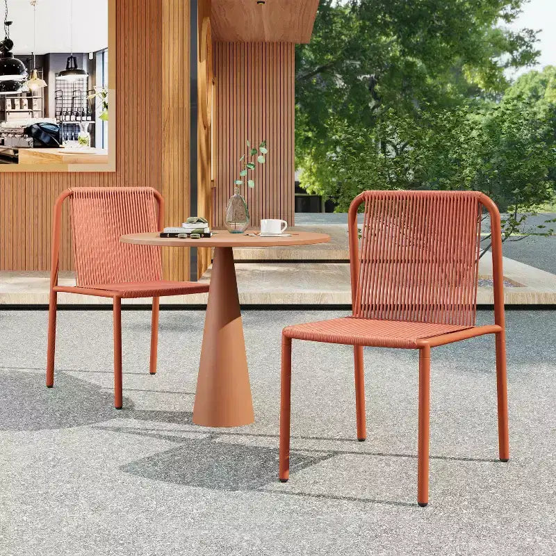 Christopher Knight Home Balfour - Lot de 2 chaises de salle à manger modernes empilables en rotin et fer forgé pour l'extérieur
