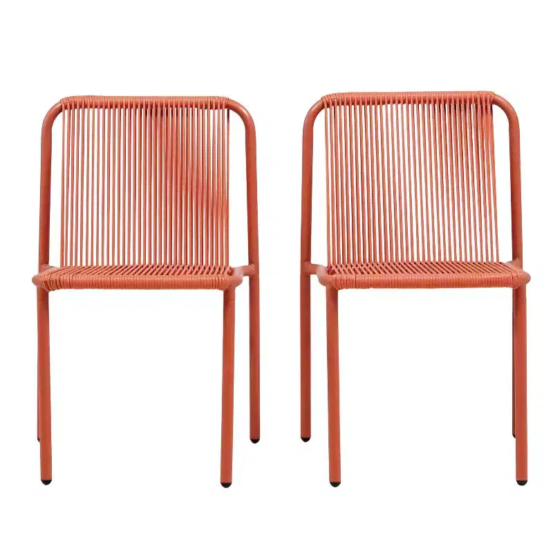 Christopher Knight Home Balfour - Lot de 2 chaises de salle à manger modernes empilables en rotin et fer forgé pour l'extérieur