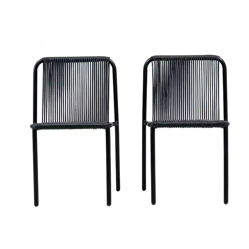 Christopher Knight Home Balfour - Lot de 2 chaises de salle à manger modernes empilables en rotin et fer forgé pour l'extérieur