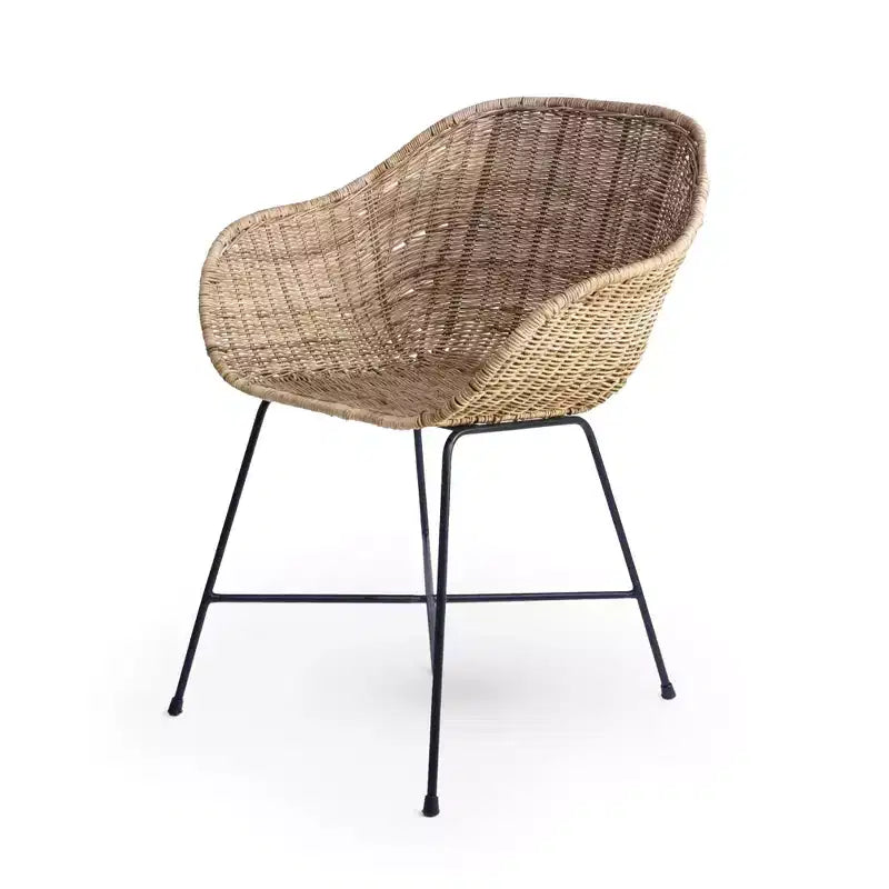 texxture Ormond Woven Rattan Dining Chair, Indoor Outdoor Dining or Kitchen Furniture for Table or Porch with Metal Legs, Natural