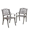GDFStudio Fonzo Outdoor Cast Aluminum Dining Chairs (Set of 2), Bronze