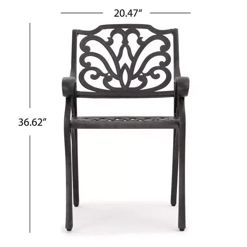 GDFStudio Fonzo Chaises de salle à manger d'extérieur en fonte d'aluminium (Lot de 2), Bronze