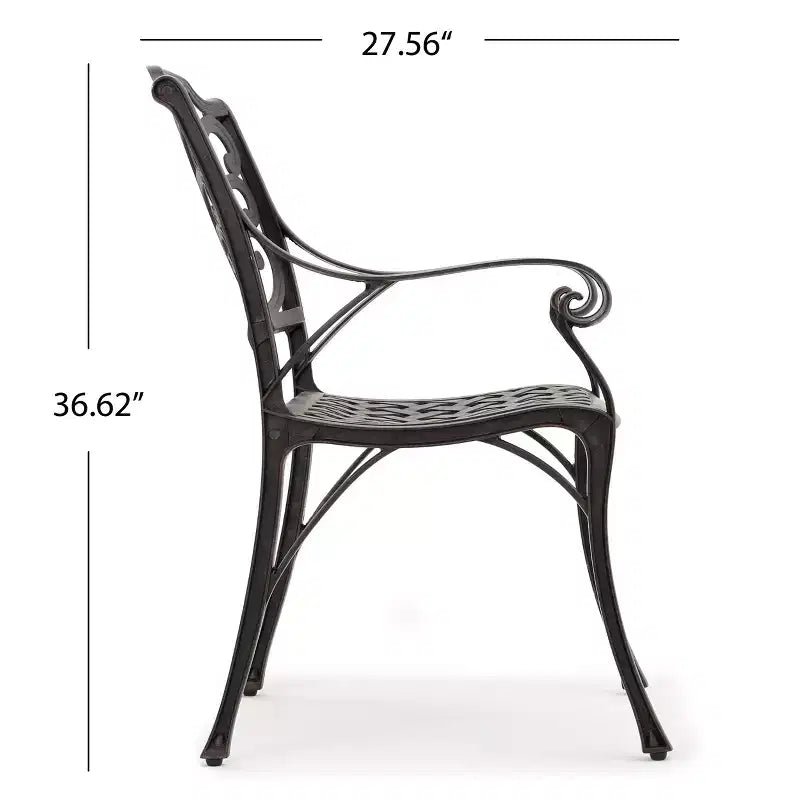 GDFStudio Fonzo Chaises de salle à manger d'extérieur en fonte d'aluminium (Lot de 2), Bronze