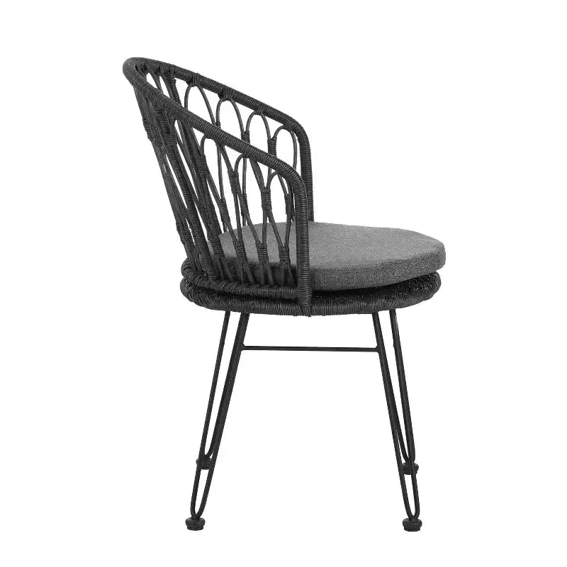 Christopher Knight Home Tavon Chaises de salle à manger d'extérieur en osier et métal avec coussin (Lot de 2)