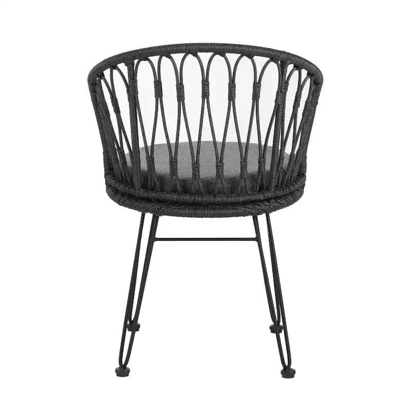 Christopher Knight Home Tavon Chaises de salle à manger d'extérieur en osier et métal avec coussin (Lot de 2)