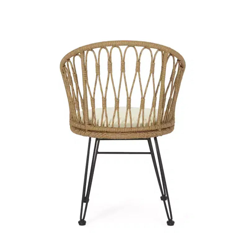 Christopher Knight Home Tavon Chaises de salle à manger d'extérieur en osier et métal avec coussin (Lot de 2)