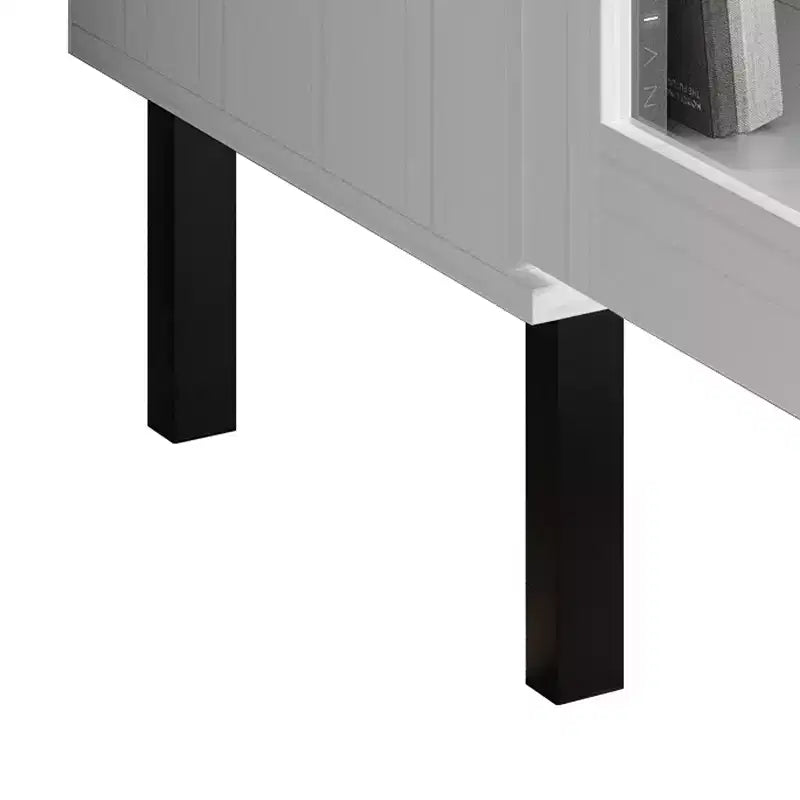Meuble TV moderne – 60", Portes en acrylique, 3 étagères ouvertes et passe-câbles