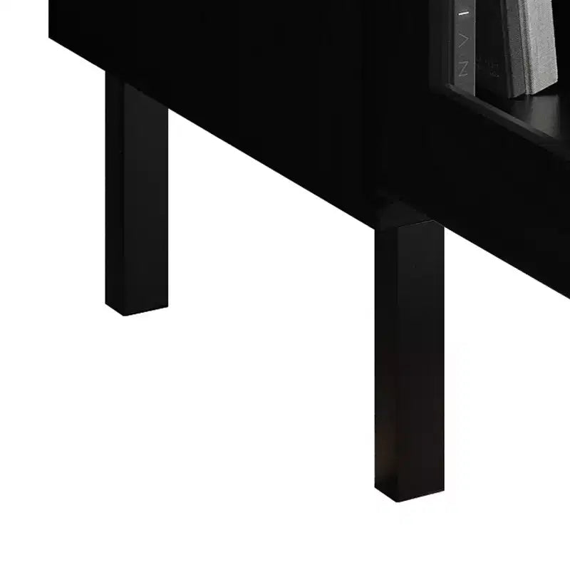 Meuble TV moderne – 60", Portes en acrylique, 3 étagères ouvertes et passe-câbles