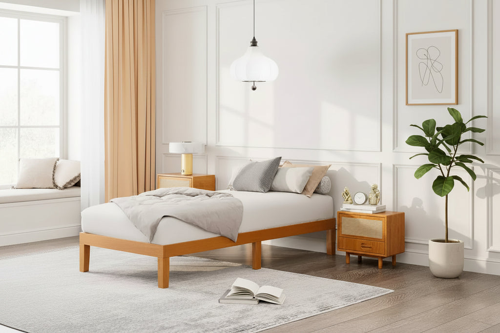 Lit plate-forme en pin profil bas 12" – Sans sommier, rangement sous le lit, 270 kg, sans outils