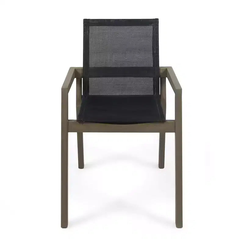 Chaise de salle à manger GDFStudio Aurelia en acacia et mailles de style minimaliste pour l'extérieur (Lot de 2)