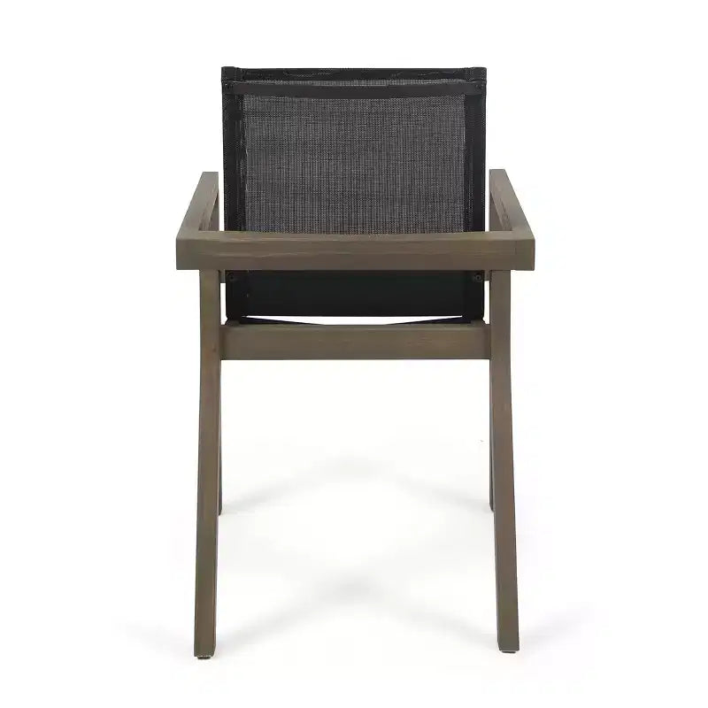 Chaise de salle à manger GDFStudio Aurelia en acacia et mailles de style minimaliste pour l'extérieur (Lot de 2)