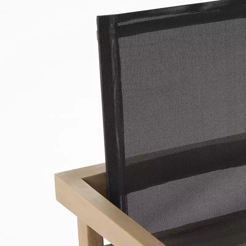 Chaise de salle à manger GDFStudio Aurelia en acacia et mailles de style minimaliste pour l'extérieur (Lot de 2)