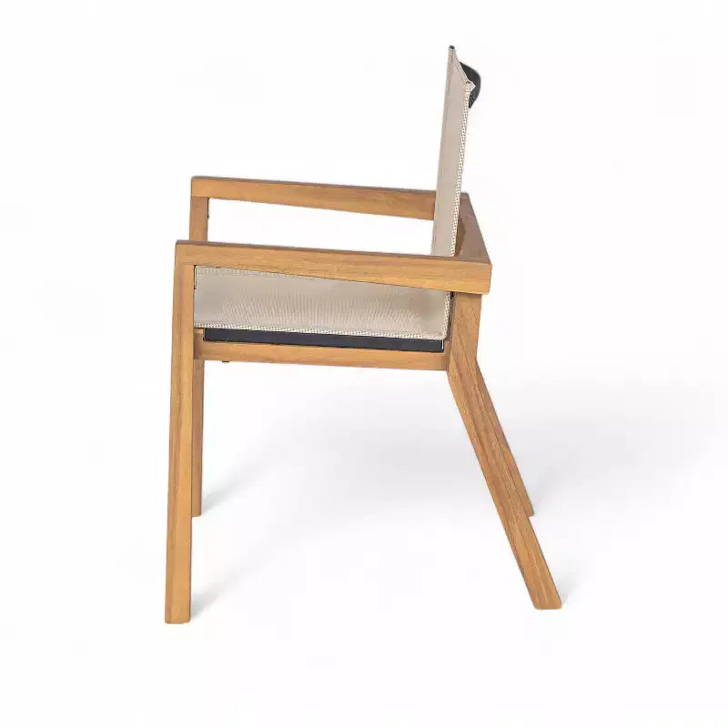 Chaise de salle à manger GDFStudio Aurelia en acacia et mailles de style minimaliste pour l'extérieur (Lot de 2)