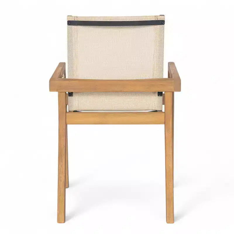 Chaise de salle à manger GDFStudio Aurelia en acacia et mailles de style minimaliste pour l'extérieur (Lot de 2)