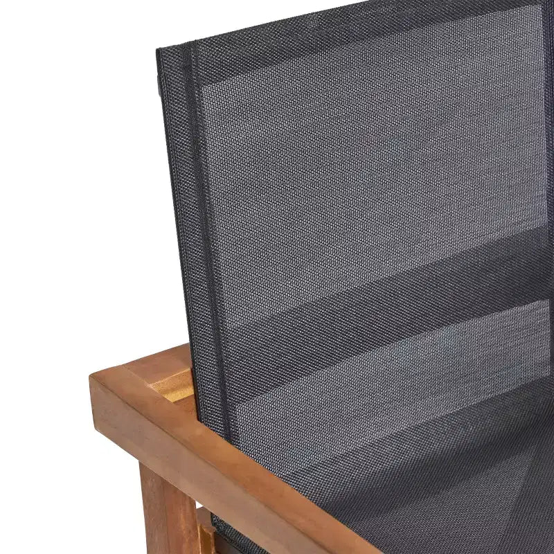 Chaise de salle à manger GDFStudio Aurelia en acacia et mailles de style minimaliste pour l'extérieur (Lot de 2)