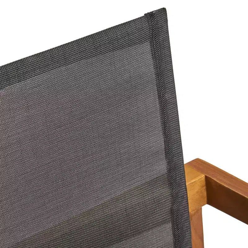 Chaise de salle à manger GDFStudio Aurelia en acacia et mailles de style minimaliste pour l'extérieur (Lot de 2)