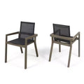 Chaise de salle à manger GDFStudio Aurelia en acacia et mailles de style minimaliste pour l'extérieur (Lot de 2)
