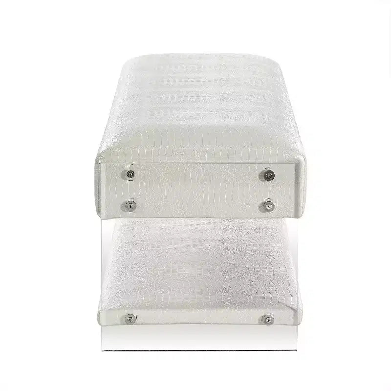 Banc en similicuir avec pieds et étagère inférieure en acrylique – Aspect Croco, Polyvalent