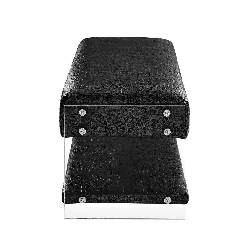 Banc en similicuir avec pieds et étagère inférieure en acrylique – Aspect Croco, Polyvalent
