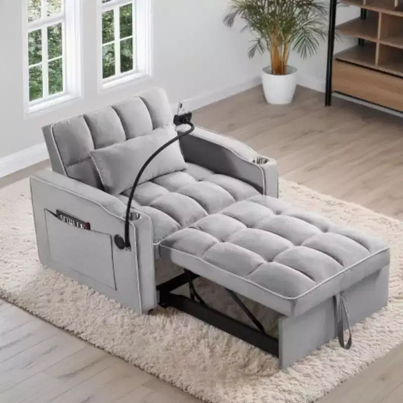 Fauteuil lit convertible 3 en 1 – Lit gigogne, réglable, multipoches, petits espaces