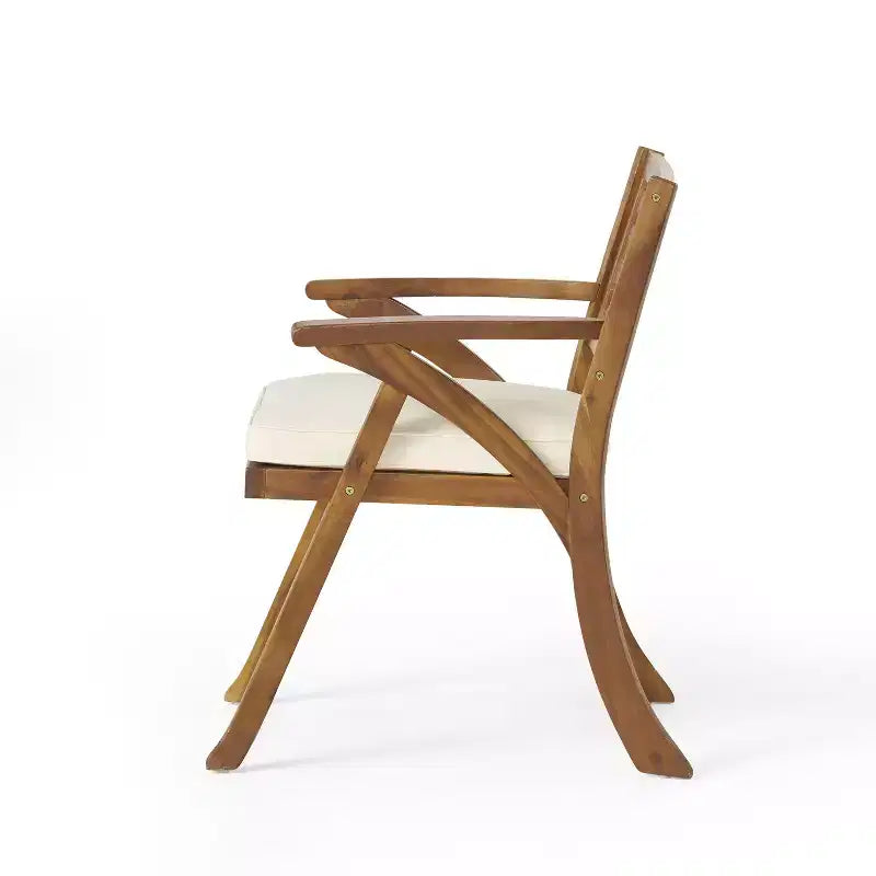 Chaises de salle à manger d'extérieur en bois d'acacia Baia de GDFStudio avec coussin (lot de 2)