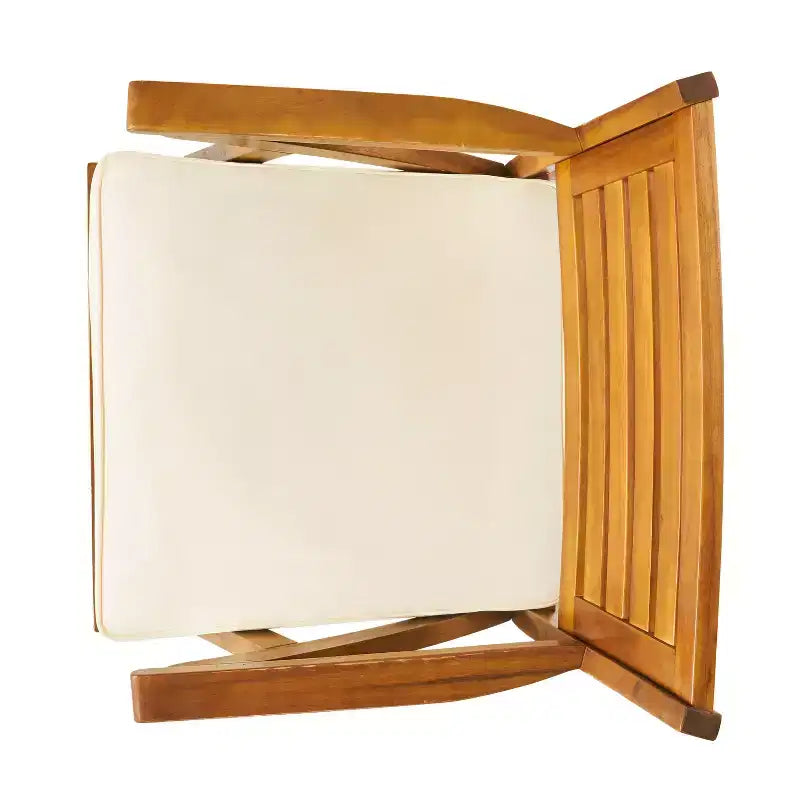 Chaises de salle à manger d'extérieur en bois d'acacia Baia de GDFStudio avec coussin (lot de 2)