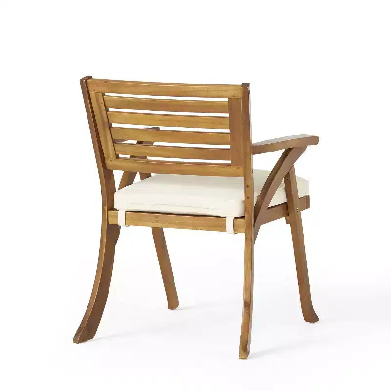 Chaises de salle à manger d'extérieur en bois d'acacia Baia de GDFStudio avec coussin (lot de 2)