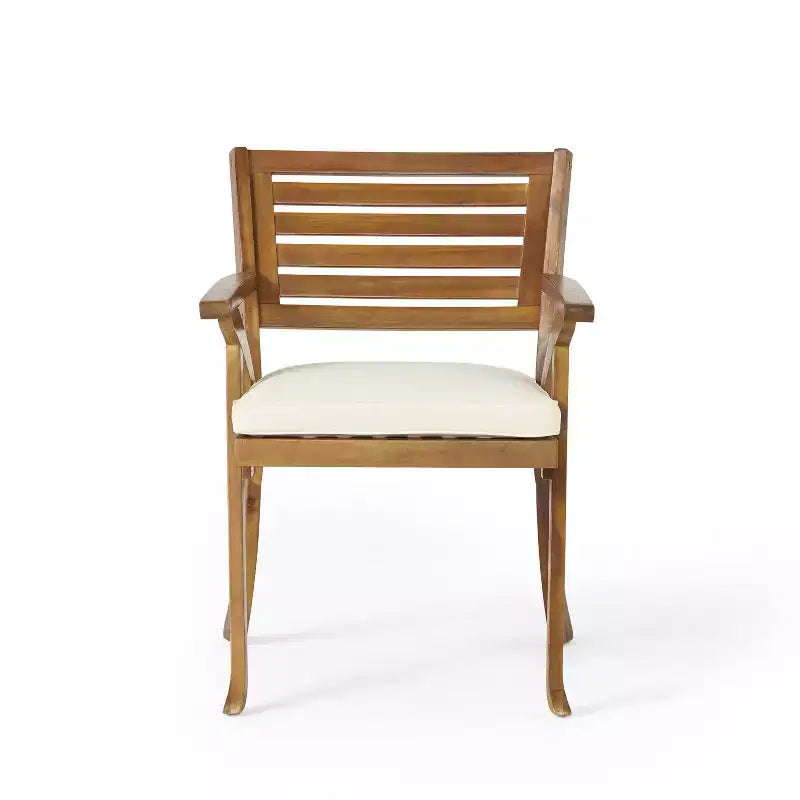 Chaises de salle à manger d'extérieur en bois d'acacia Baia de GDFStudio avec coussin (lot de 2)