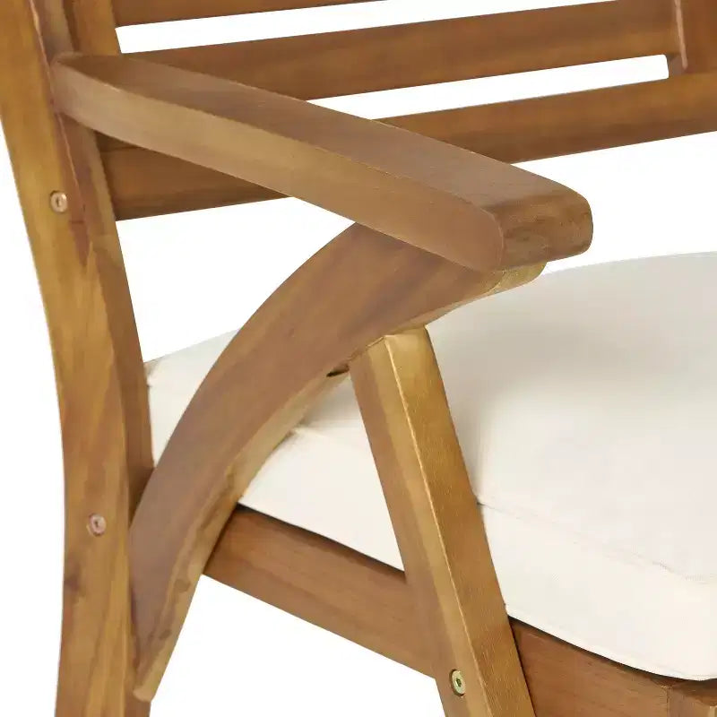 Chaises de salle à manger d'extérieur en bois d'acacia Baia de GDFStudio avec coussin (lot de 2)