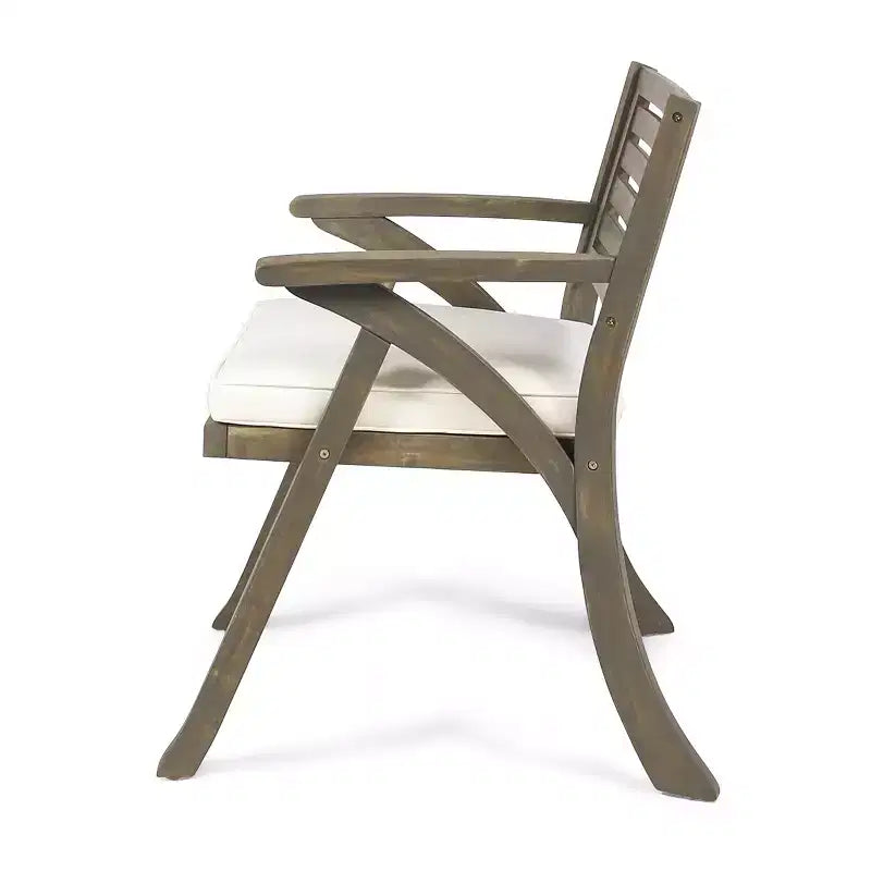 Chaises de salle à manger d'extérieur en bois d'acacia Baia de GDFStudio avec coussin (lot de 2)