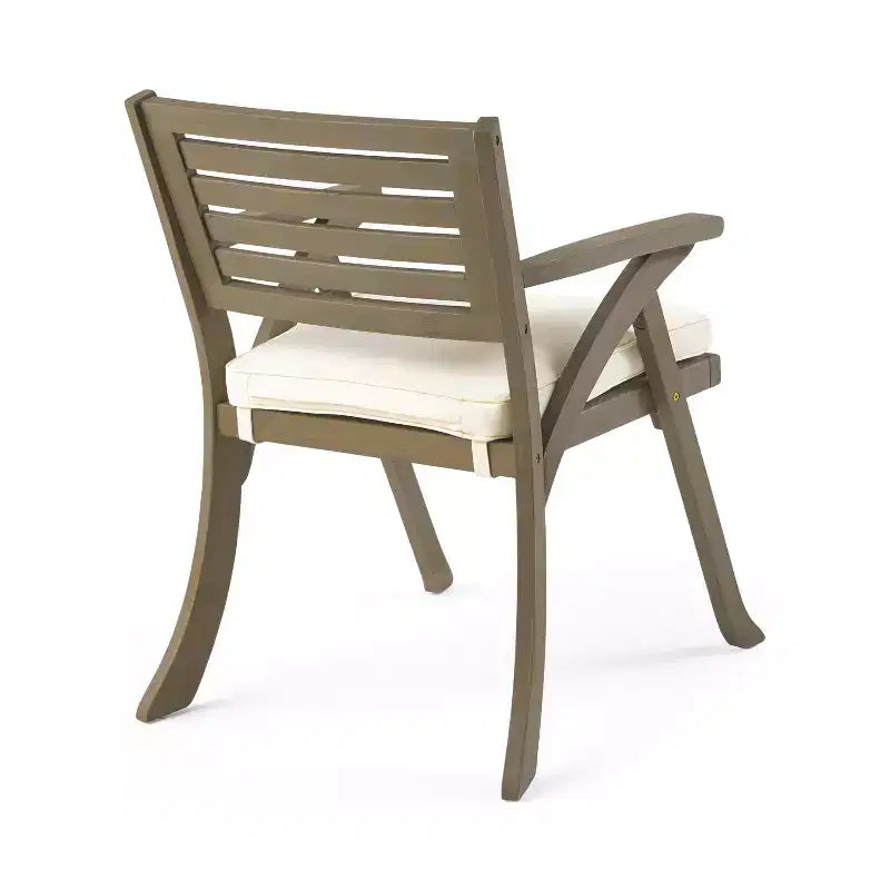 Chaises de salle à manger d'extérieur en bois d'acacia Baia de GDFStudio avec coussin (lot de 2)