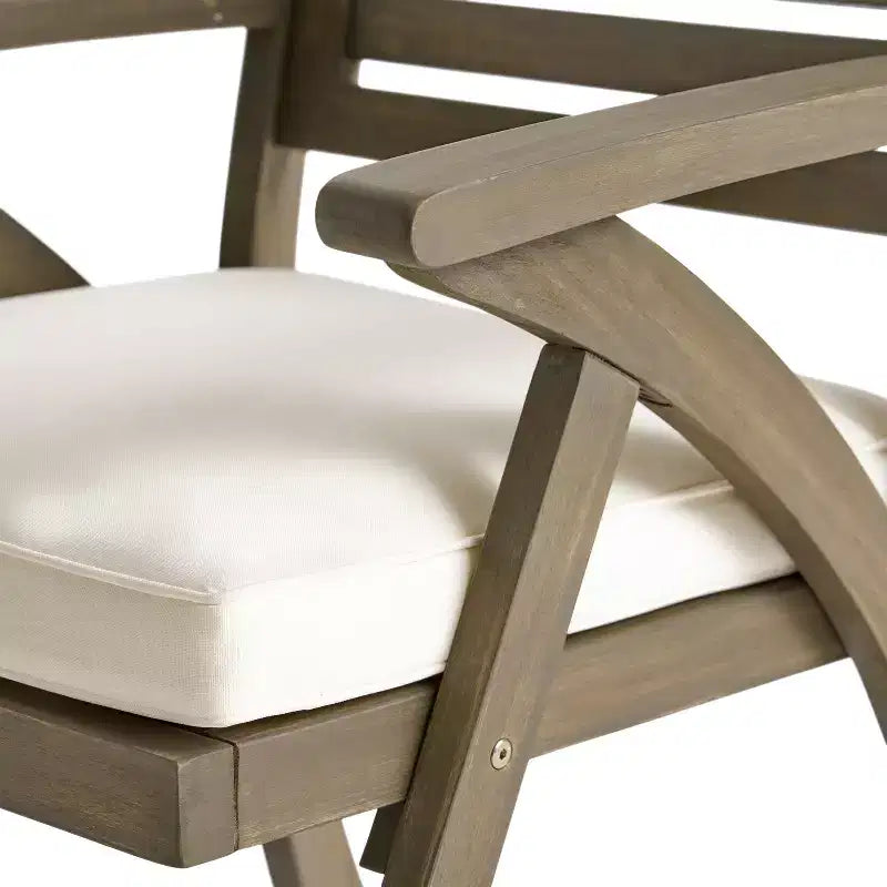 Chaises de salle à manger d'extérieur en bois d'acacia Baia de GDFStudio avec coussin (lot de 2)