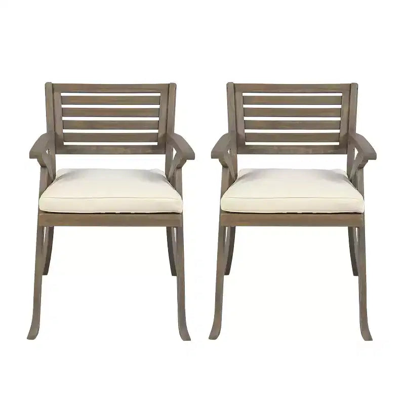 GDFStudio Baia Outdoor Acacia Wood Dining Chairs with Cushion (Set of 2)