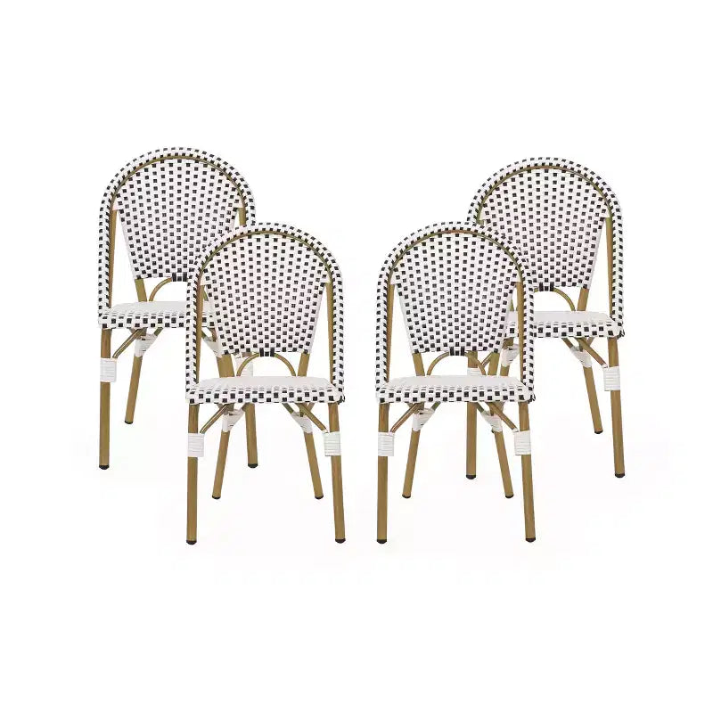GDFStudio Brandy Chaises de bistro d'extérieur en osier tressé (Lot de 4)