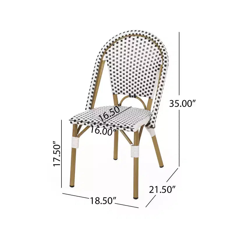 GDFStudio Brandy Chaises de bistro d'extérieur en osier tressé (Lot de 4)